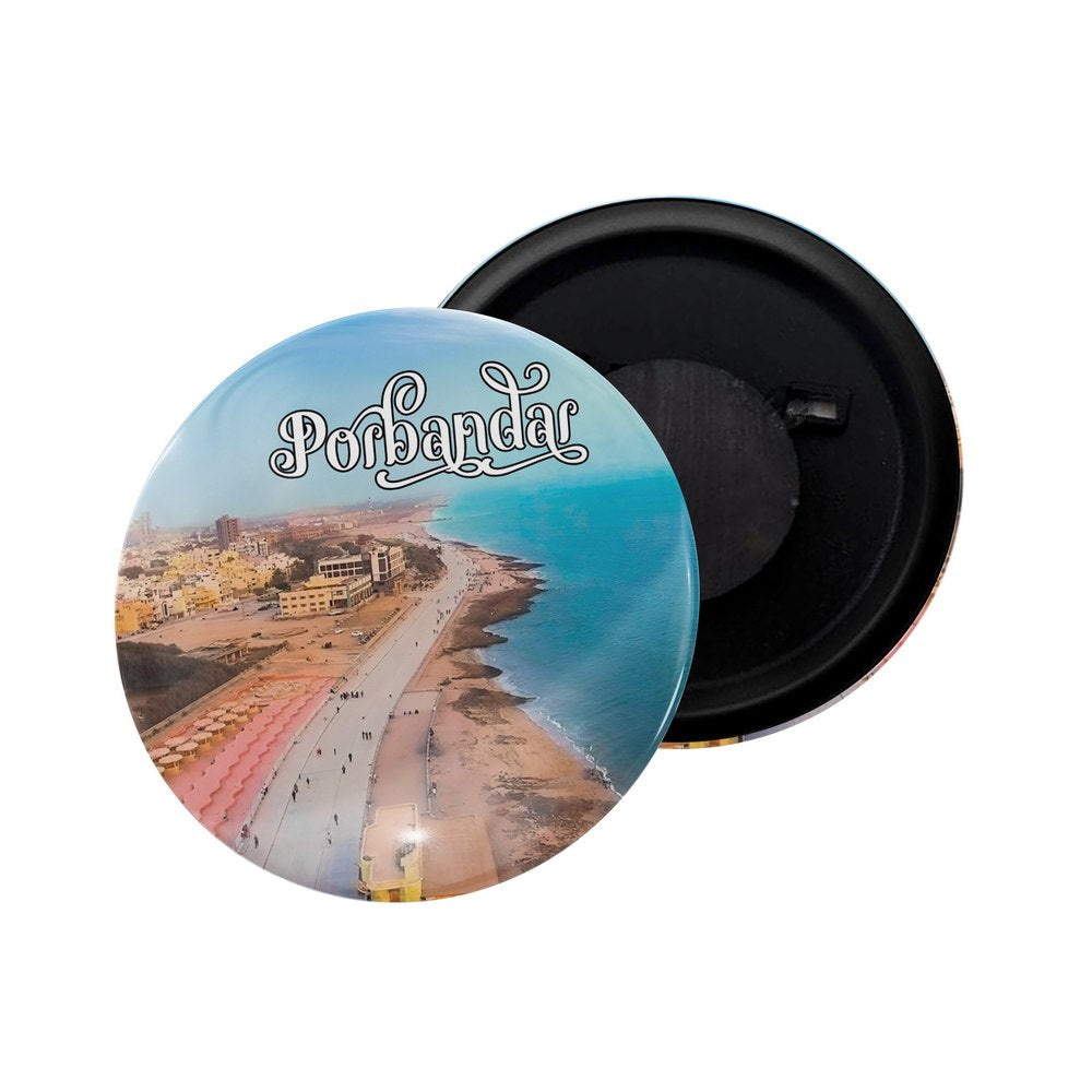 dhcrafts Fridge Magnet Multicolor Portbandar Gujarat Glossy Finish Design Pack of 1 (58mm)